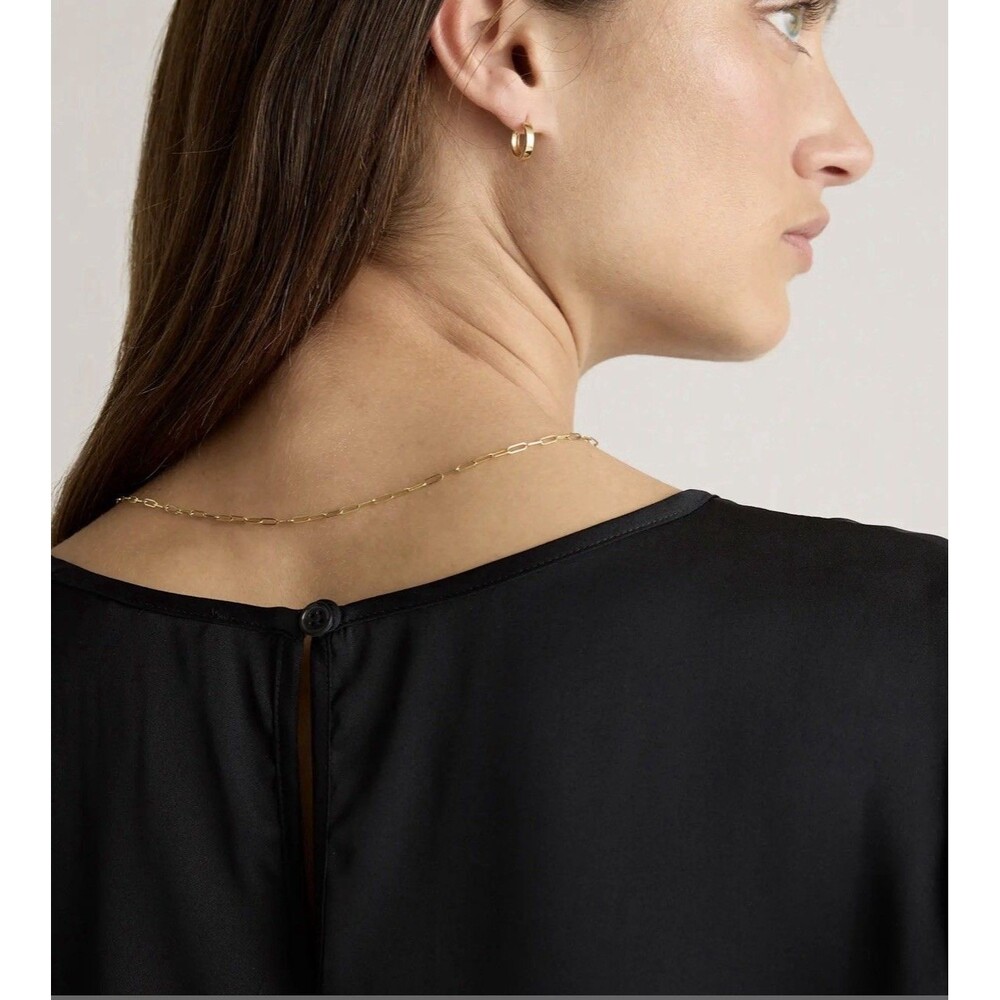 NWT Quince Silk Washable Stretch Tee Black Sz S Minimalist Quiet Luxury Preppy - Picture 4 of 16